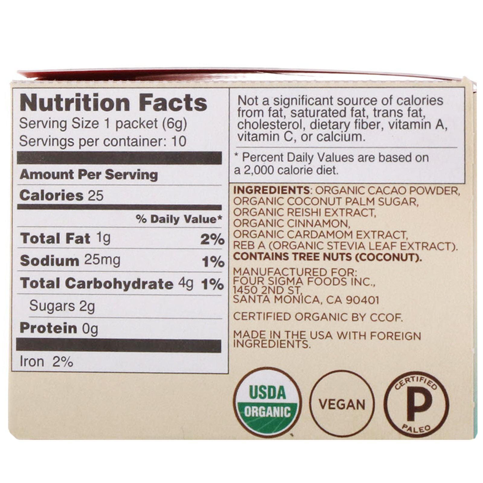 Comprar Four Sigmatic, Mushroom Cacao Mix with Reishi, 10 Packets, 0.21 oz (6 g) Each - Imagem 2