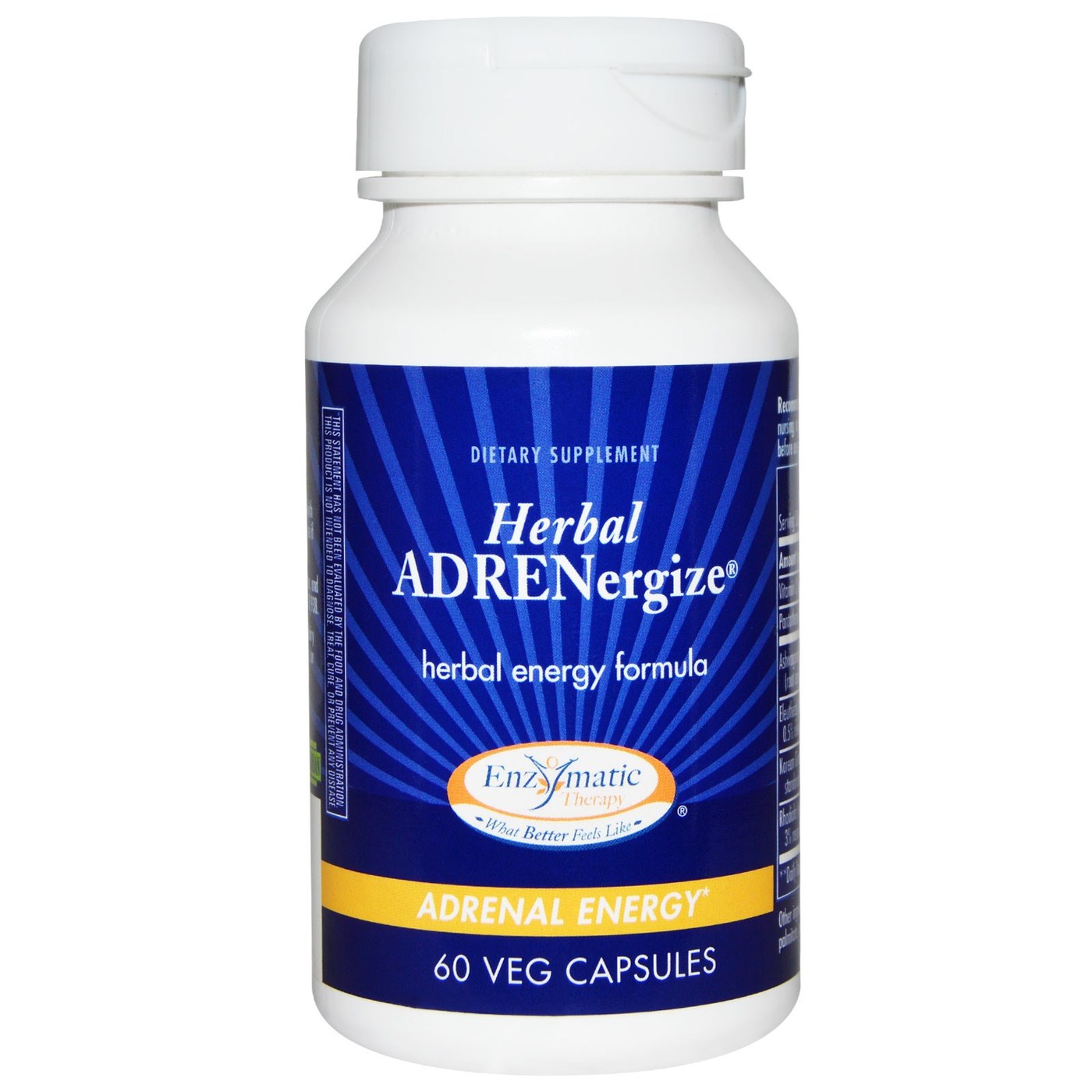 Comprar Enzymatic Therapy, ADRENergize® Ervas - 60 Cápsulas Vegetarianas