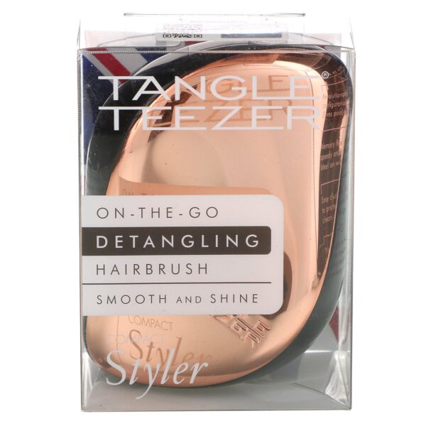 Comprar Tangle Teezer, Compact Styler, Smooth and Shine, On-The-Go Detangling Hairbrush, Rose Gold Black, 1 Brush - Imagem 4
