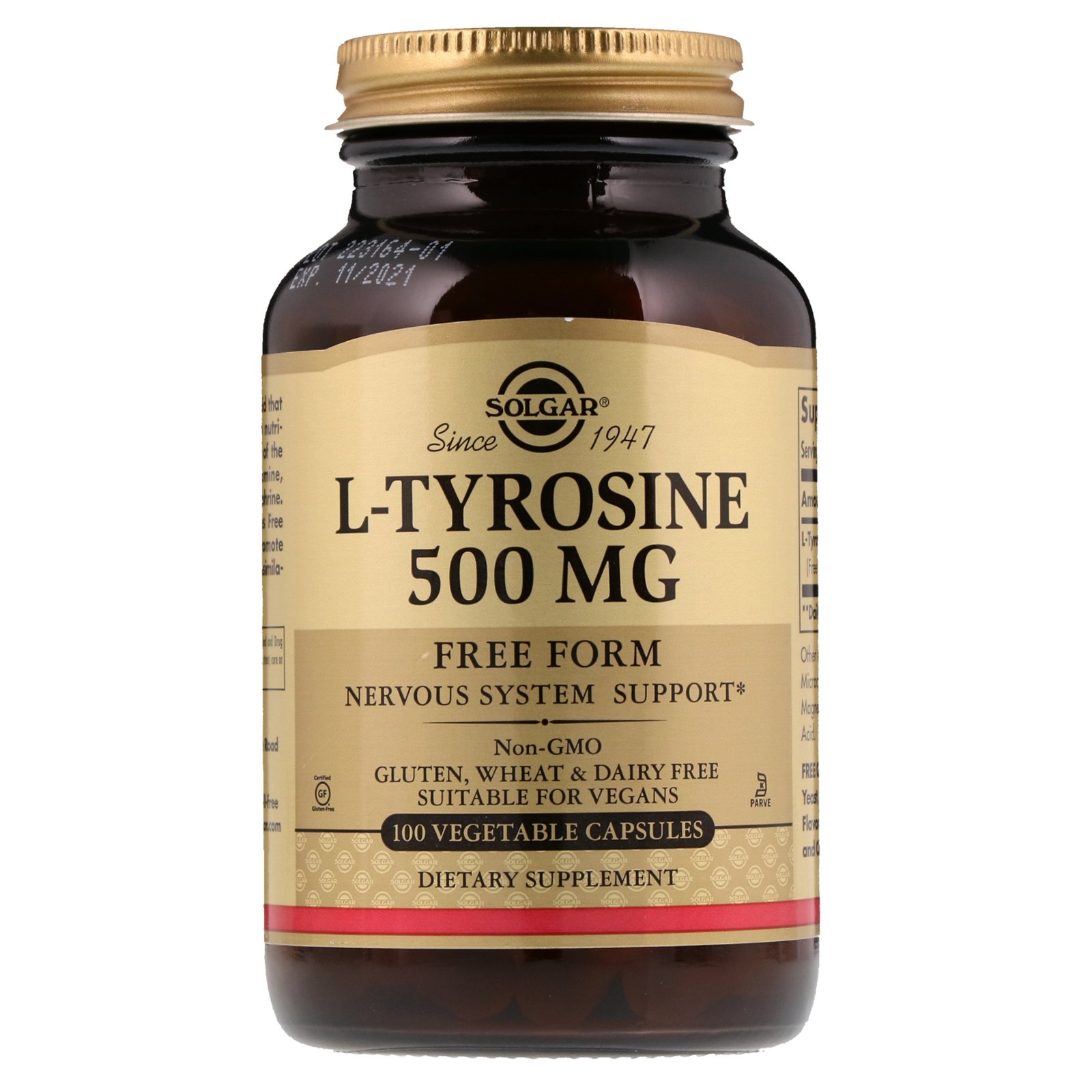 Comprar Solgar, L-Tirosina, 500 mg, 100 Cápsulas Vegetais