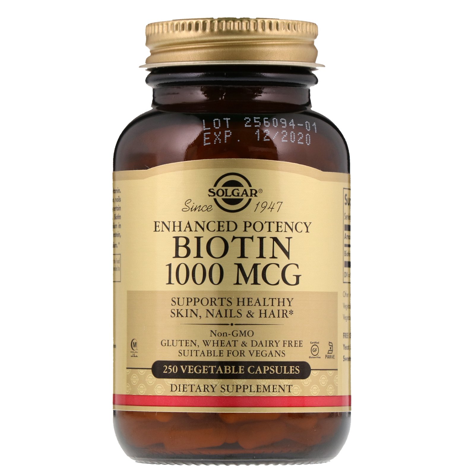 Comprar Solgar, Biotina, 1.000 mcg, 250 Cápsulas Vegetais