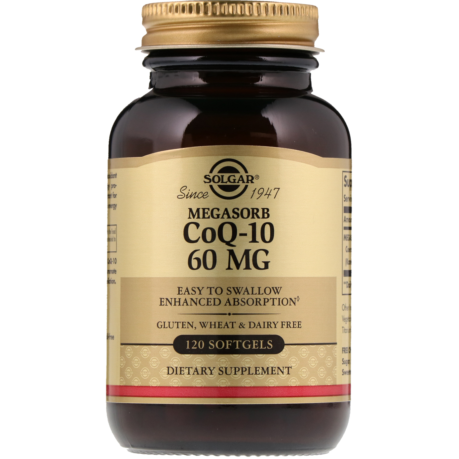 Comprar Solgar, CoQ-10, Megasorb, 60 mg, 120 Cápsulas Softgel