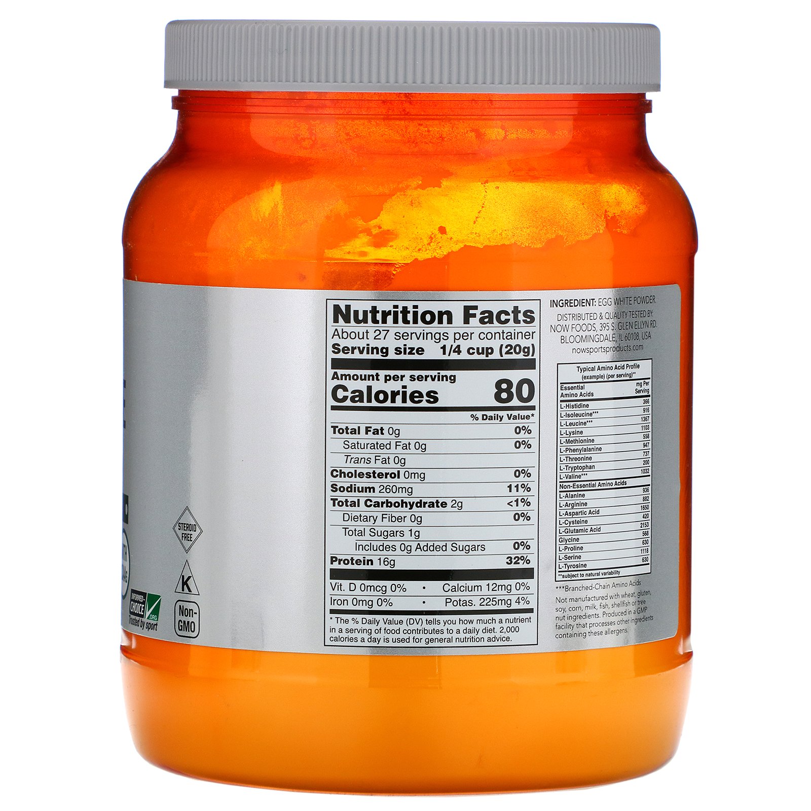 Comprar Now Foods, Proteína de ovos brancos, proteína em pó, 544 g - Imagem 2