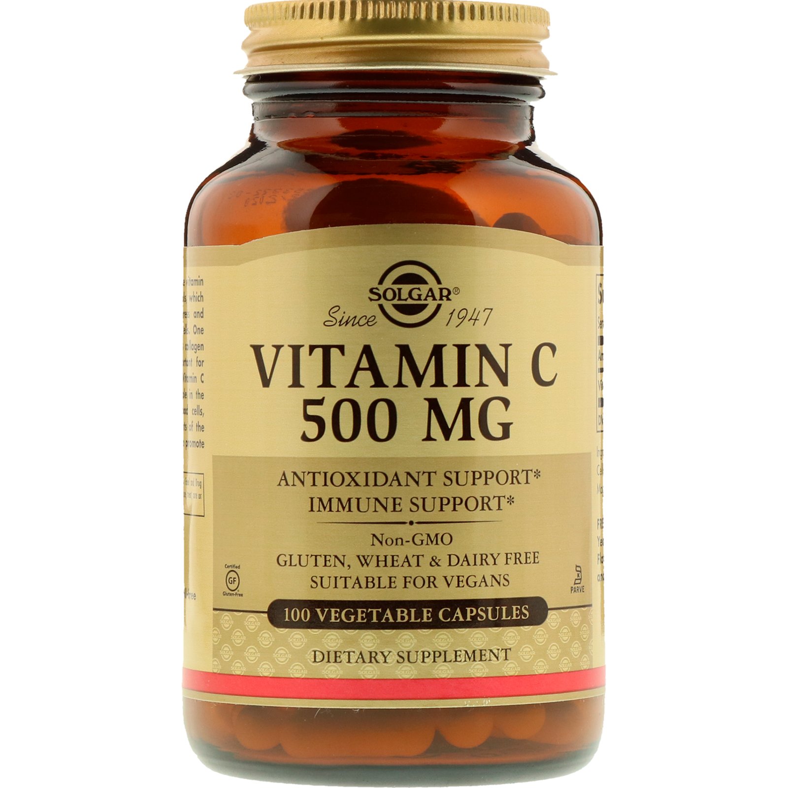 Comprar Solgar, Vitamina C, 500 mg, 100 Cápsulas Vegetais