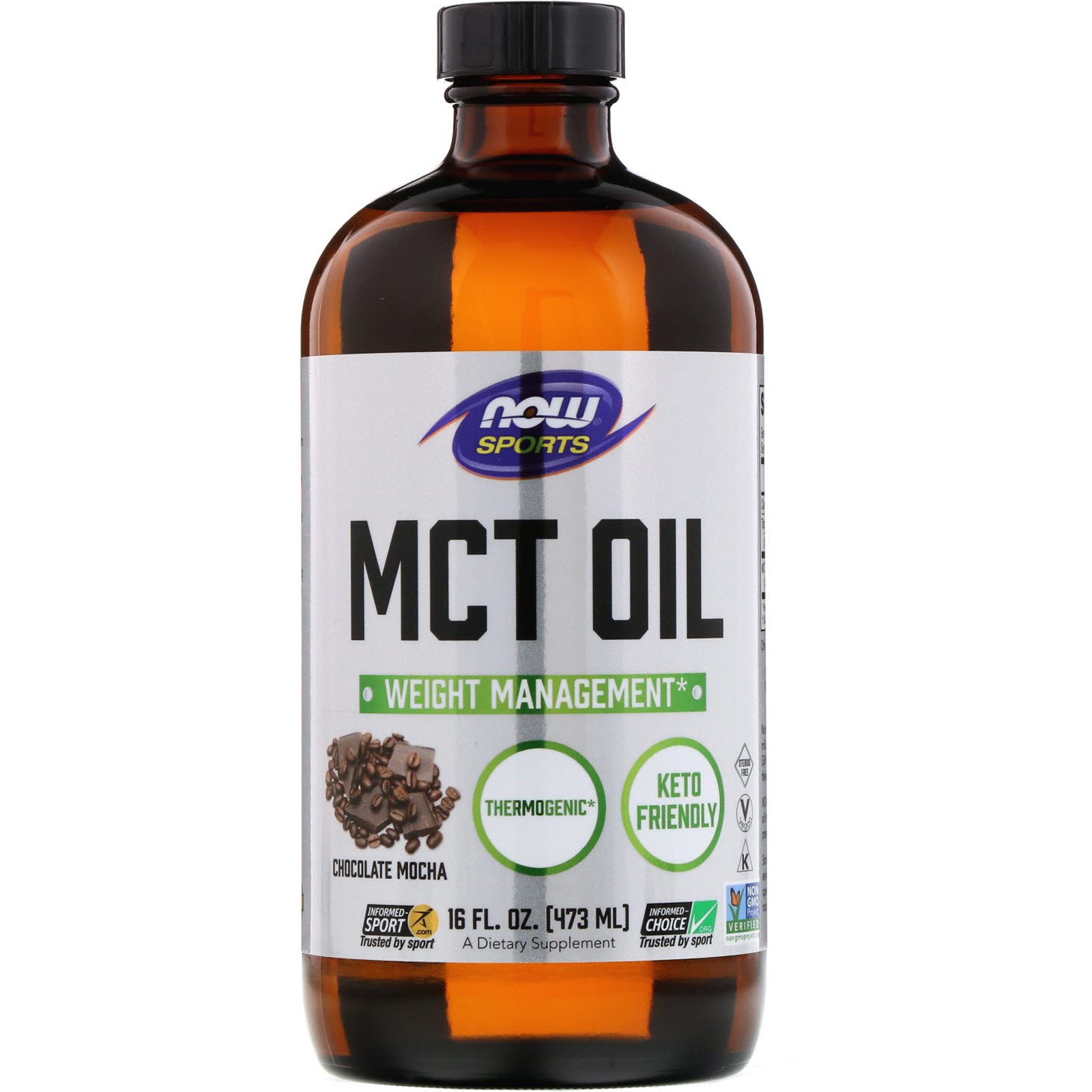 Comprar Now Foods, Sports, Óleo MCT, Moca de Chocolate, 16 fl oz (473 ml)