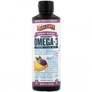 Comprar Barlean's, Seriously Delicious, Ômega-3 de Óleo de Peixe, Batido de Abacaxi e Maracujá, 16 oz (454 g)