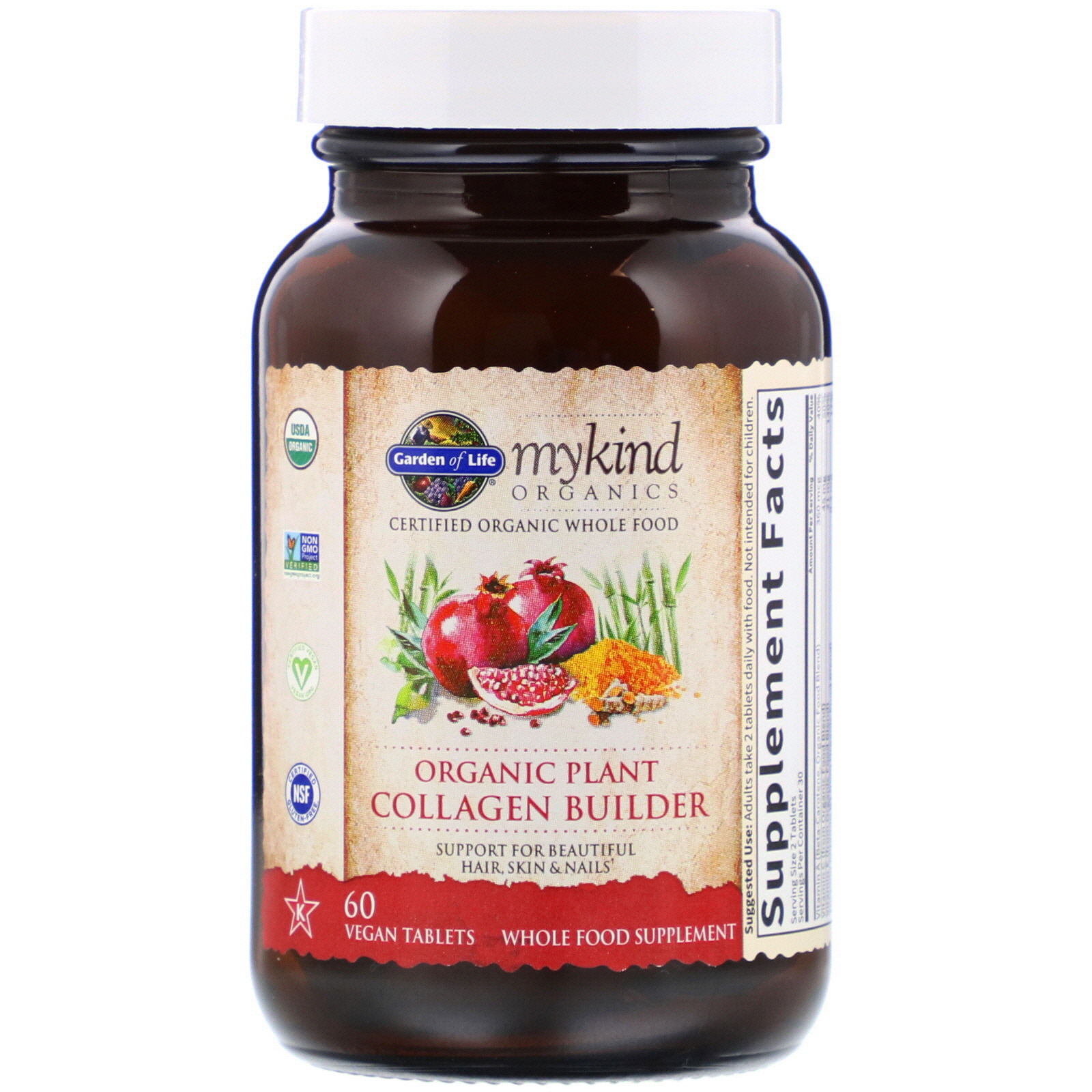 Comprar Garden of Life, MyKind Organics, Construtor de Colágeno Orgânico Vegetal, 60 Comprimidos Vegetais - Imagem 3