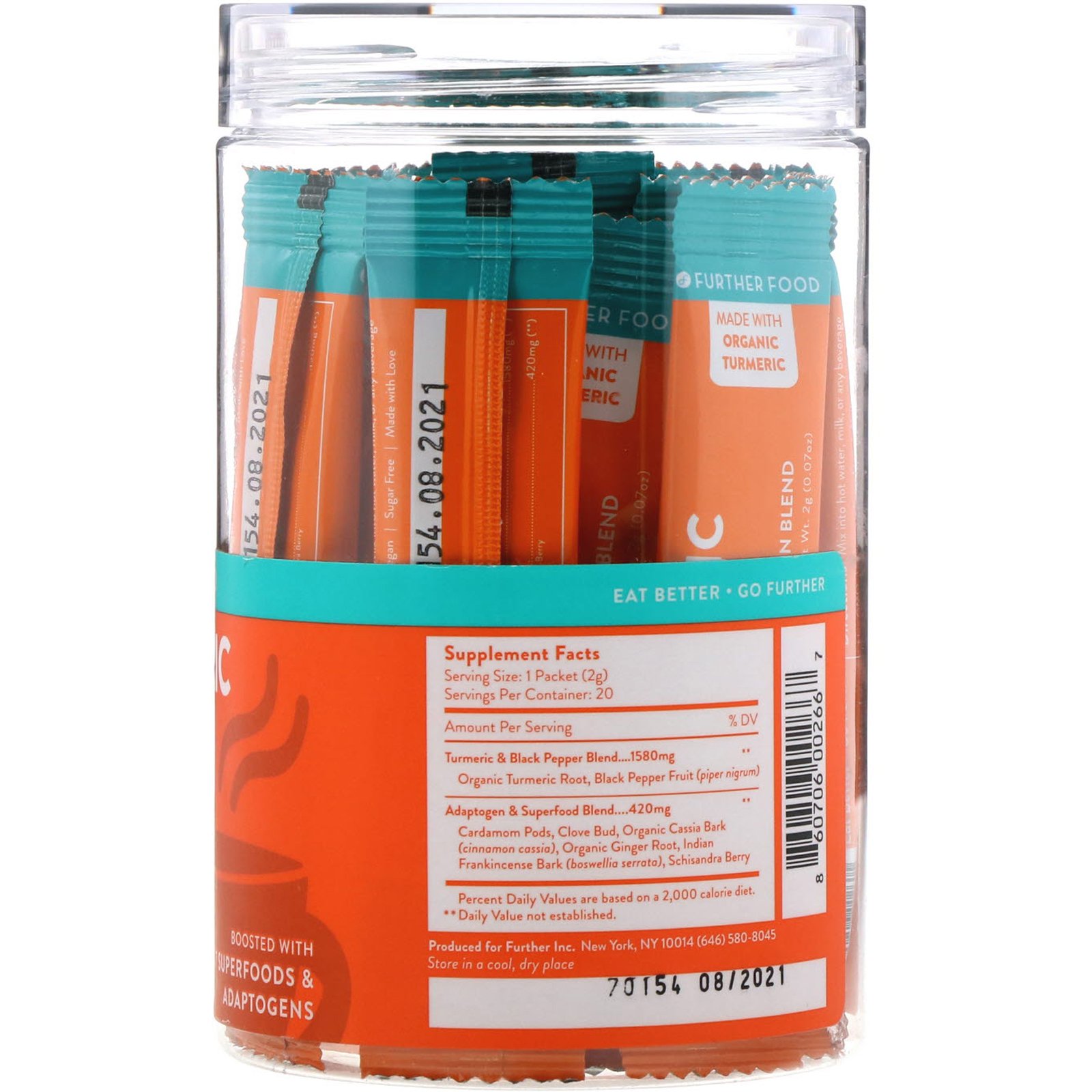 Comprar Further Food, Turmeric Tonic, 20 Packets, 0.07 oz oz (2 g) Each - Imagem 2