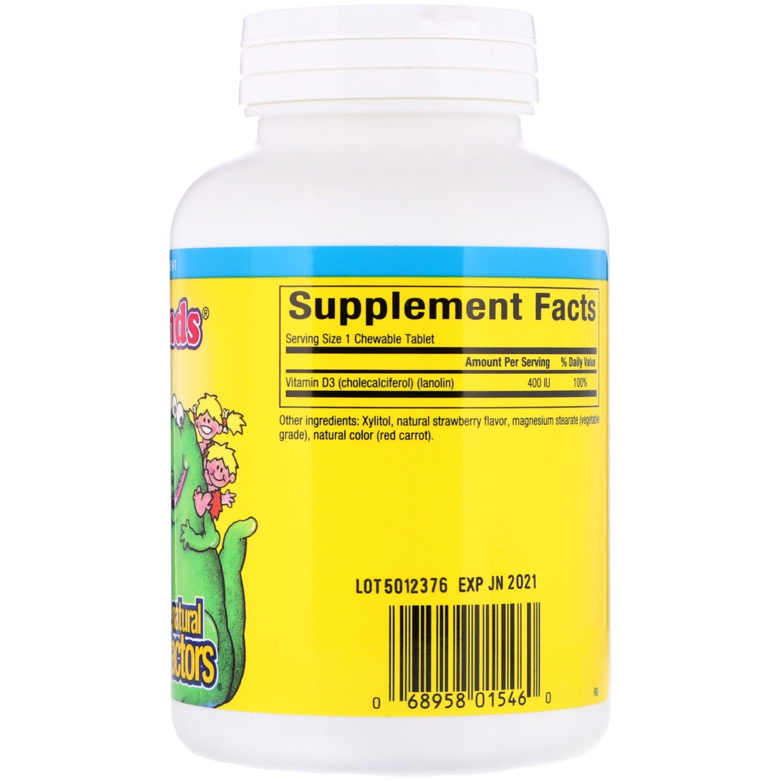 Comprar Natural Factors, Big Frends, Vitamina D3 Mastigável, Bagas, 400 UI, 250 Comprimidos Mastigáveis - Imagem 2