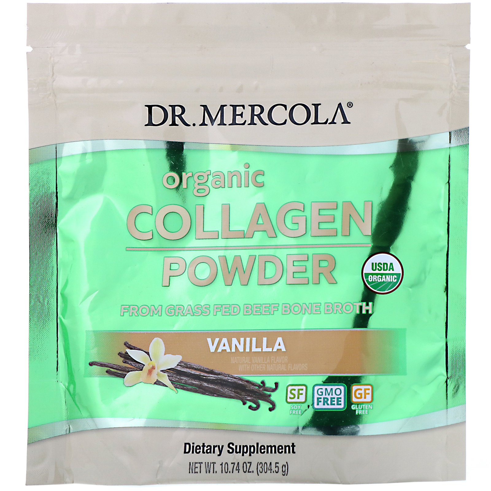 Comprar Dr. Mercola, Pó de Colágeno Orgânico, Baunilha, 304,5 g (10,74 oz)