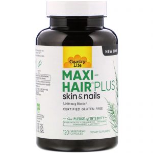 Comprar Country Life, Maxi-Hair Plus, 5.000 mcg, 120 Cápsulas Vegetais