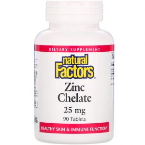 Comprar Natural Factors, Quelato de Zinco, 25 mg, 90 tabletes