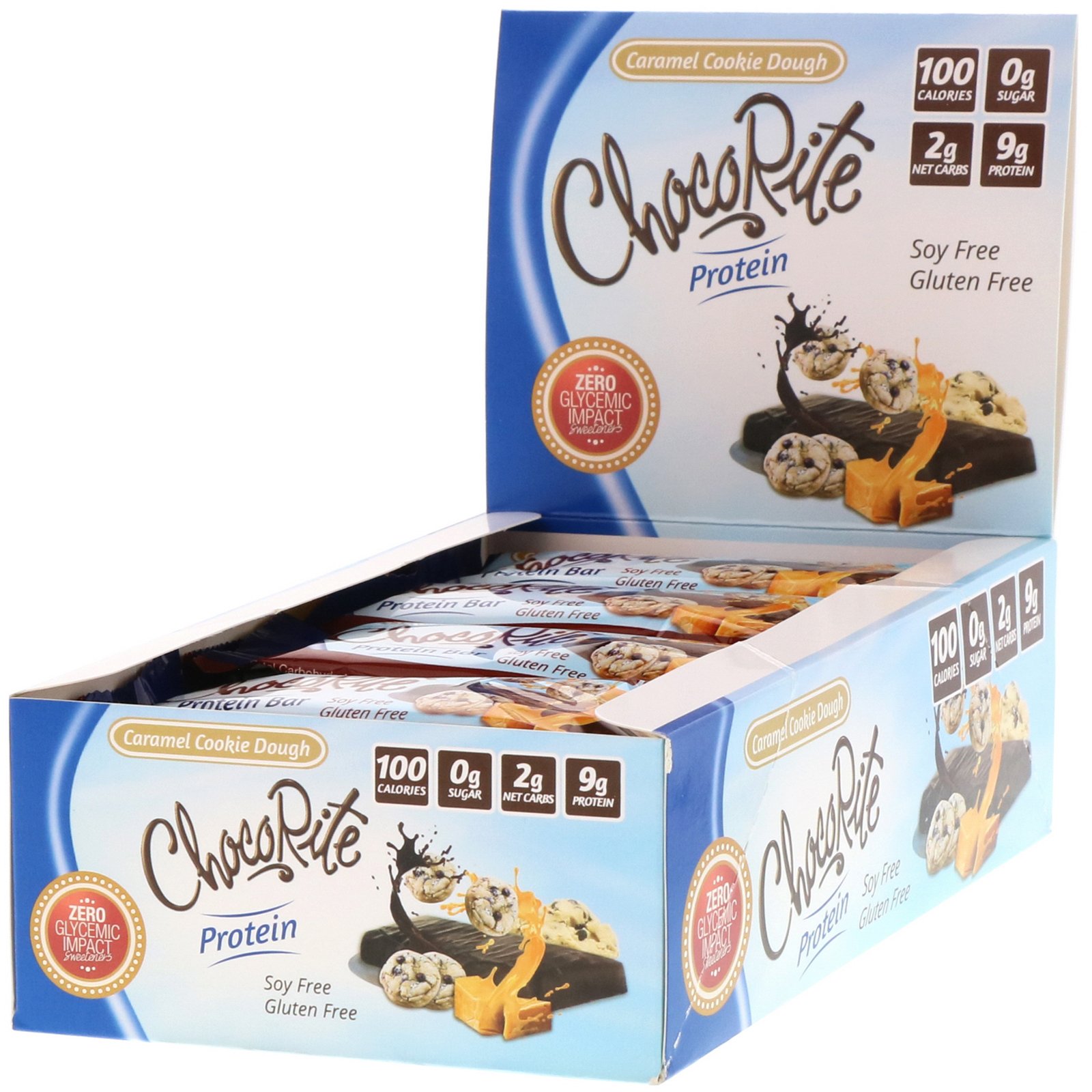 Comprar HealthSmart Foods, ChocoRite Protein Bar, Caramel Cookie Dough, 16 Bars, 1.20 oz (34 g) Each