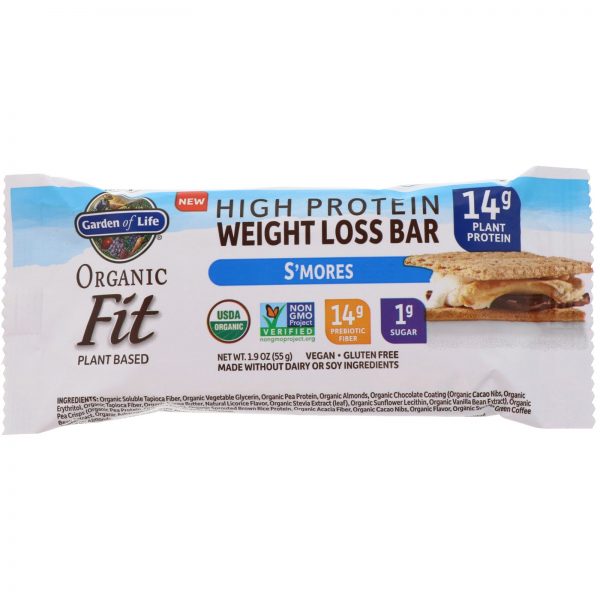 Comprar Garden of Life, Fit Orgânico, Barrinha para Perda de Peso Rica em Proteína, S'mores, 12 Barrinhas, 1,9 oz (55 g) Cada - Imagem 4