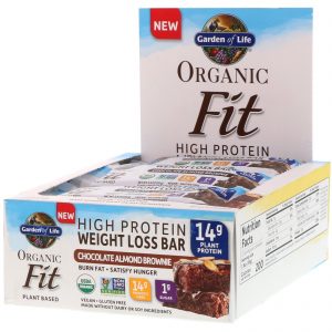Comprar Garden of Life, Organic Fit, Barra Para Perda de Peso com Alto Teor de Proteínas, Brownie de Amêndoa de Chocolate, 12 Barras, 55 g (1,9 oz) Cada
