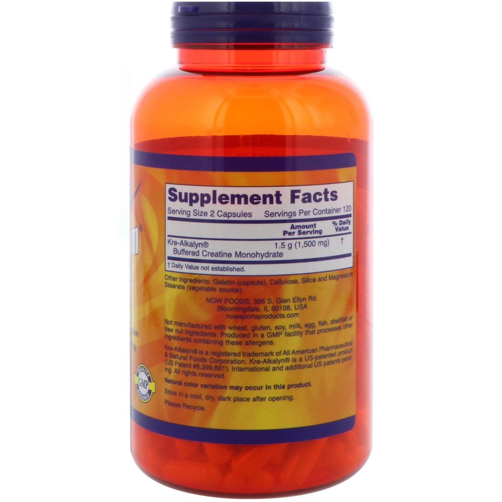 Comprar Now Foods, Sports, Kre-Alkalyn Creatine, 240 Cápsulas - Imagem 2