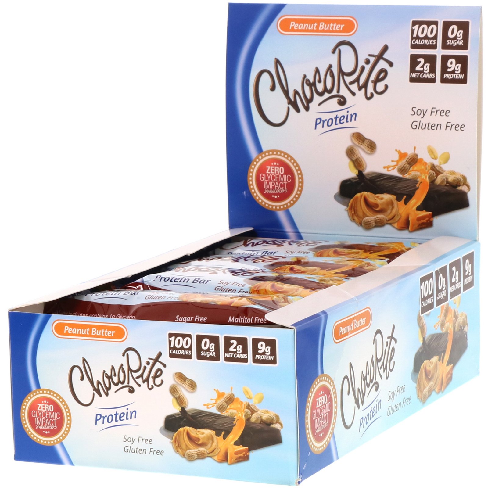Comprar HealthSmart Foods, ChocoRite Protein Bar, Peanut Butter, 16 Bars, 1.2 oz (34 g) Each
