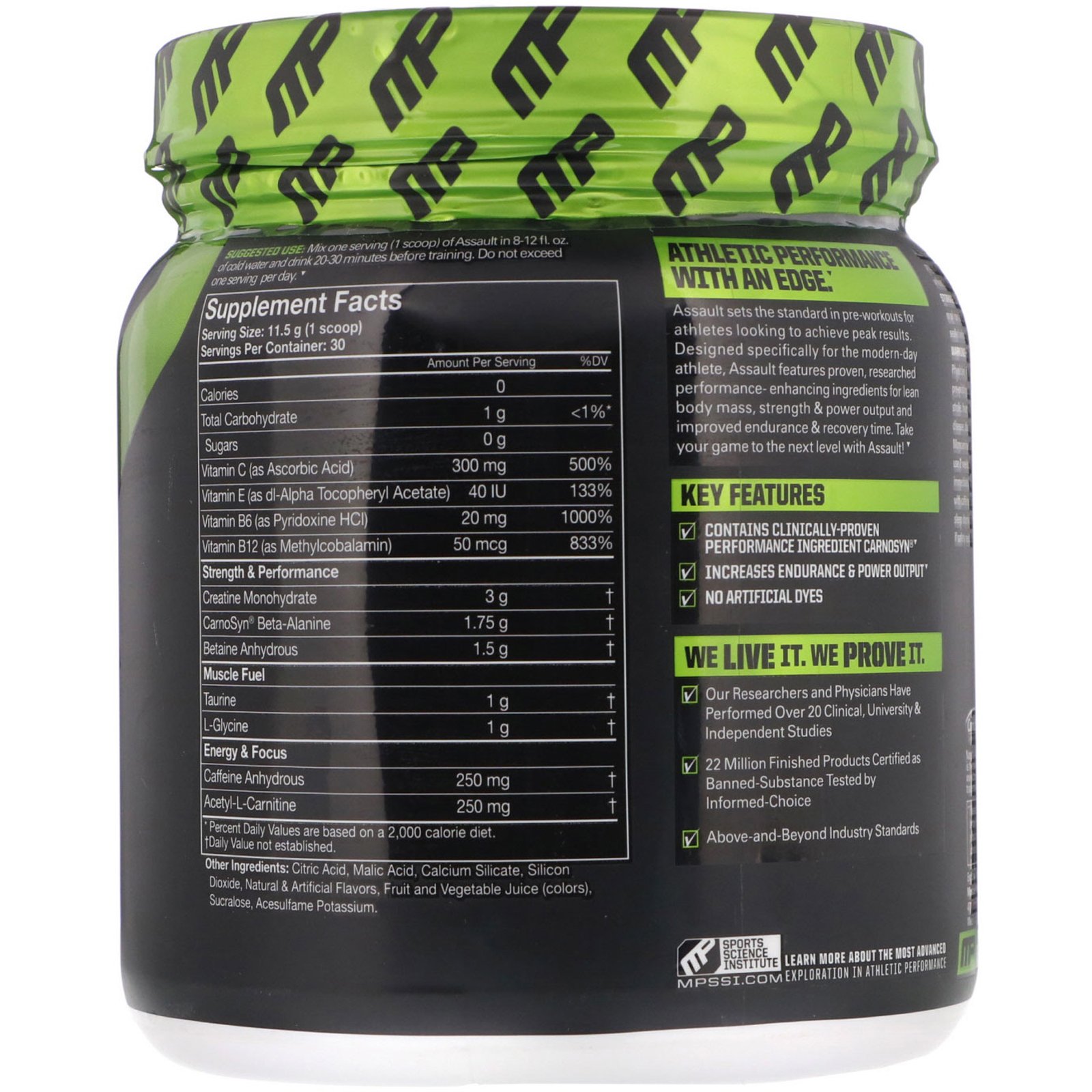 Comprar MusclePharm, Assault Energy + Strength, Pre-Workout, Fruit Punch, 12.17 oz (345 g) - Imagem 2