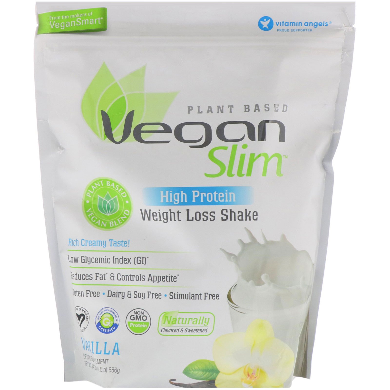 Comprar VeganSmart, Vegano Magro, Alto Teor Proteico, Shake para Perda de Peso, Baunilha, 24,2 oz (686 g)