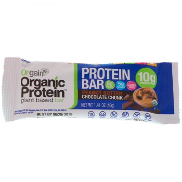 Comprar Orgain, Barra de Proteína Orgânica à Base de Plantas, Pedaço de Chocolate com Manteiga de Amendoim, 12 Barras, 40 g (1,41 oz) Cada - Imagem 4