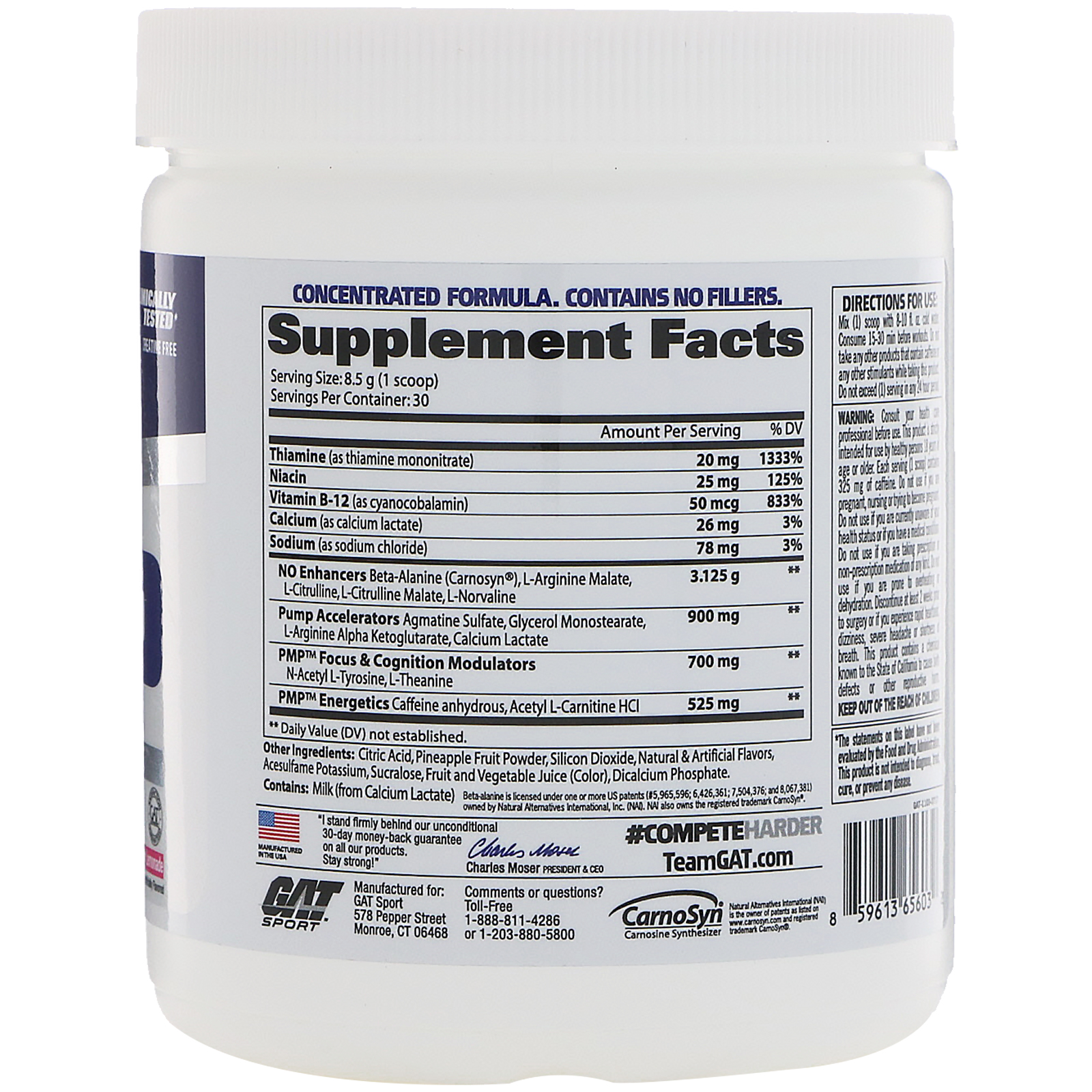 Comprar GAT, Desempenho Muscular Máximo, Pré-Treino, Limonada de Framboesa, 9 oz (255 g) - Imagem 2