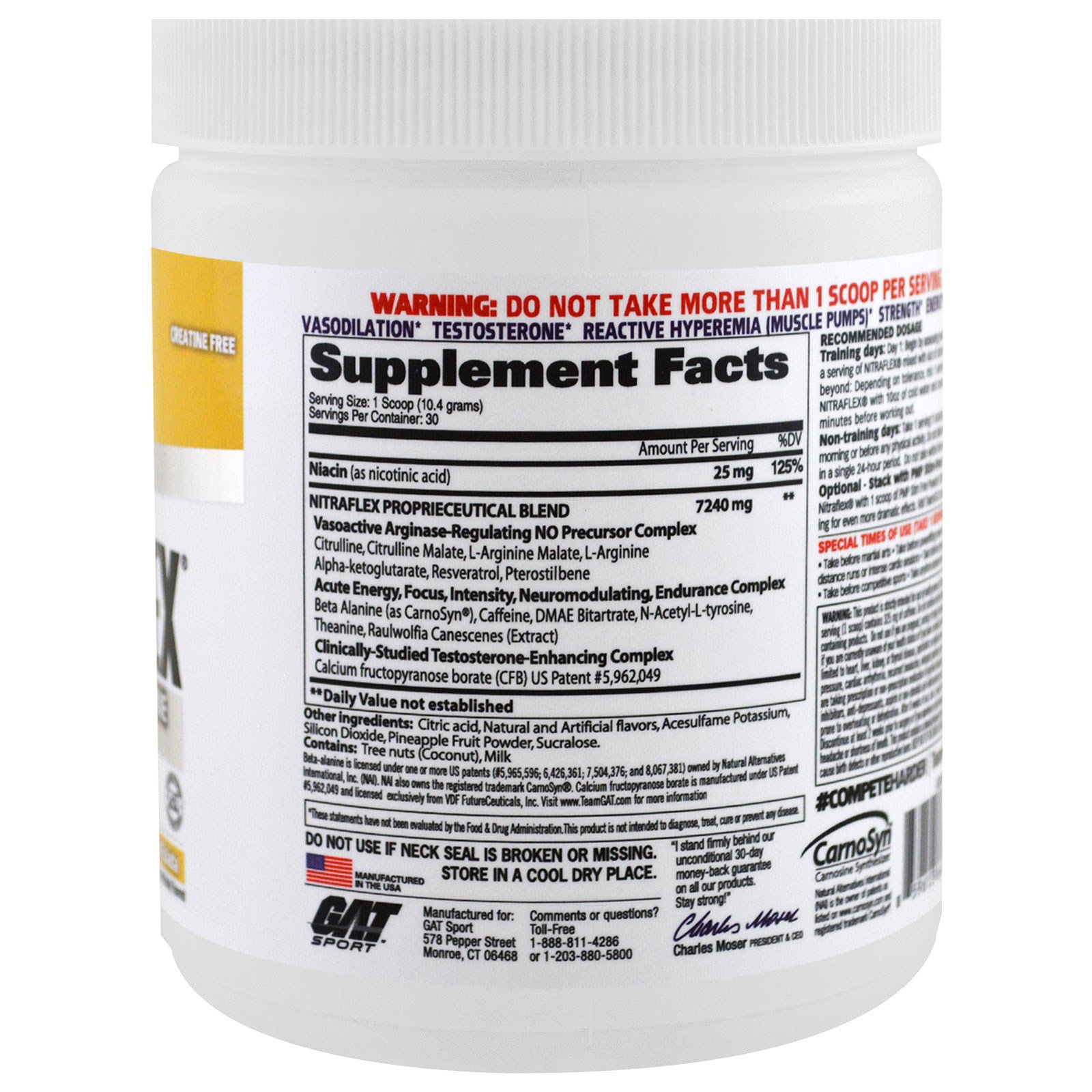 Comprar GAT, NITRAFLEX, Pina Colada, 11 oz (312 g) - Imagem 2