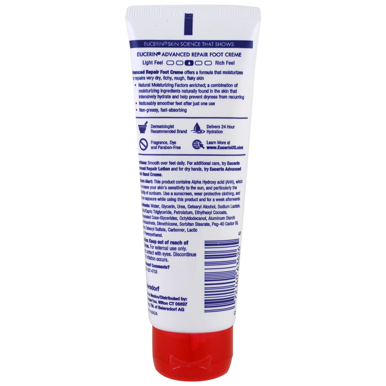Comprar Eucerin, Reparo Avançado, Creme para Pés Sensação Leve, Sem Fragrância, 3 oz (85 g) - Imagem 2