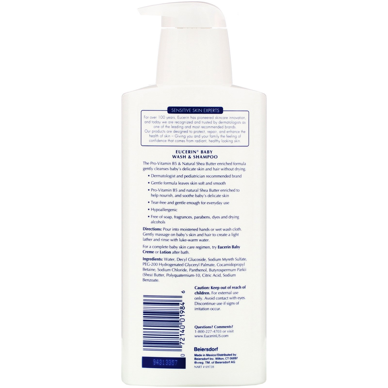 Comprar Eucerin, Baby, Loção de Banho e Shampoo, Sem Fragrância, 13,5 fl oz (400 ml) - Imagem 2