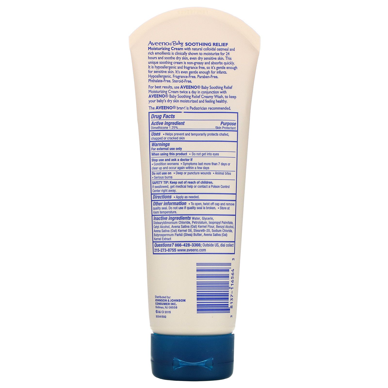 Comprar Aveeno, Bebê, Creme Hidratante para Alívio Calmante, Sem Perfume, 226 g (8 oz) - Imagem 2