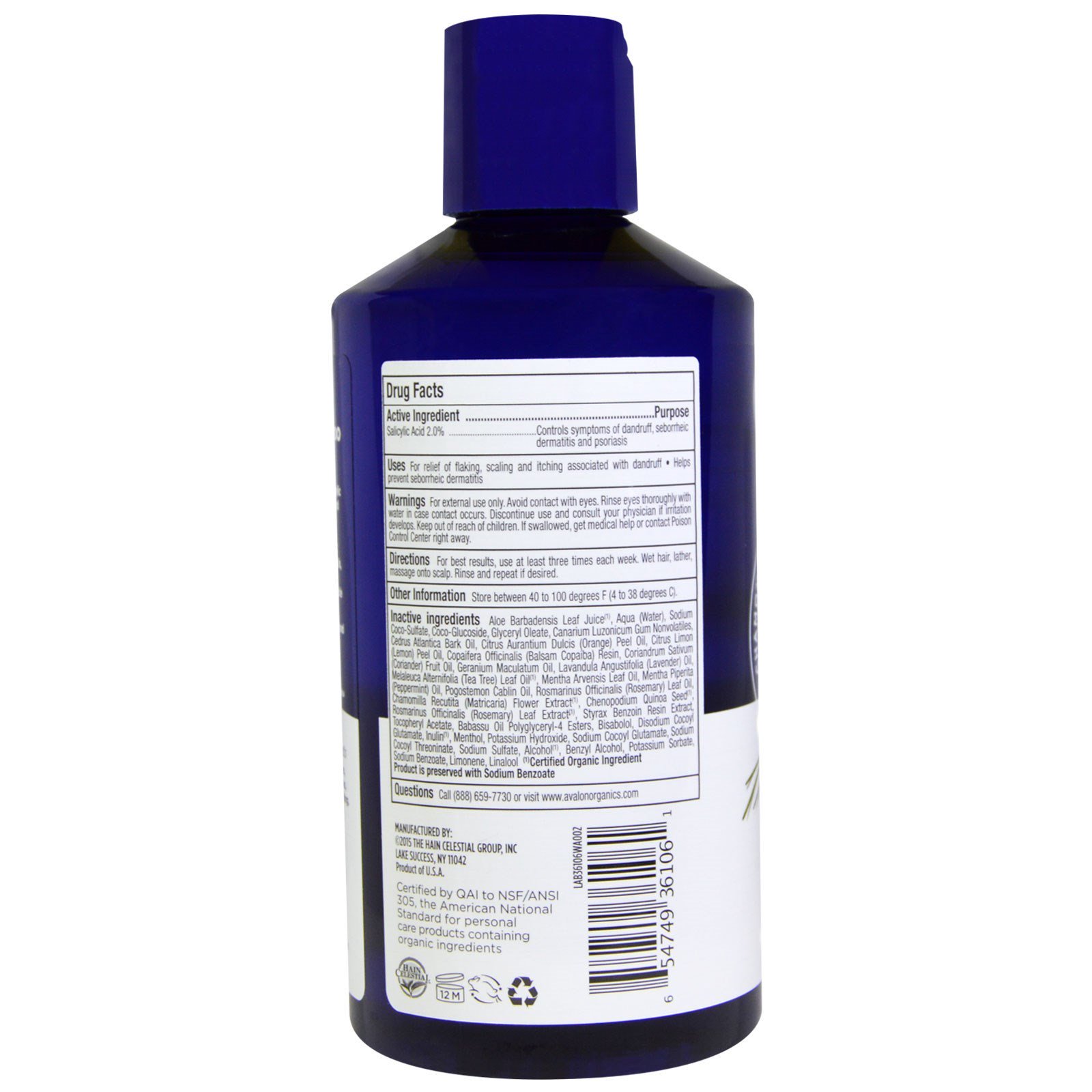 Comprar Avalon Organics, Shampoo Anticaspa, Chamomilla Recutita, 14 fl oz (414 ml) - Imagem 2