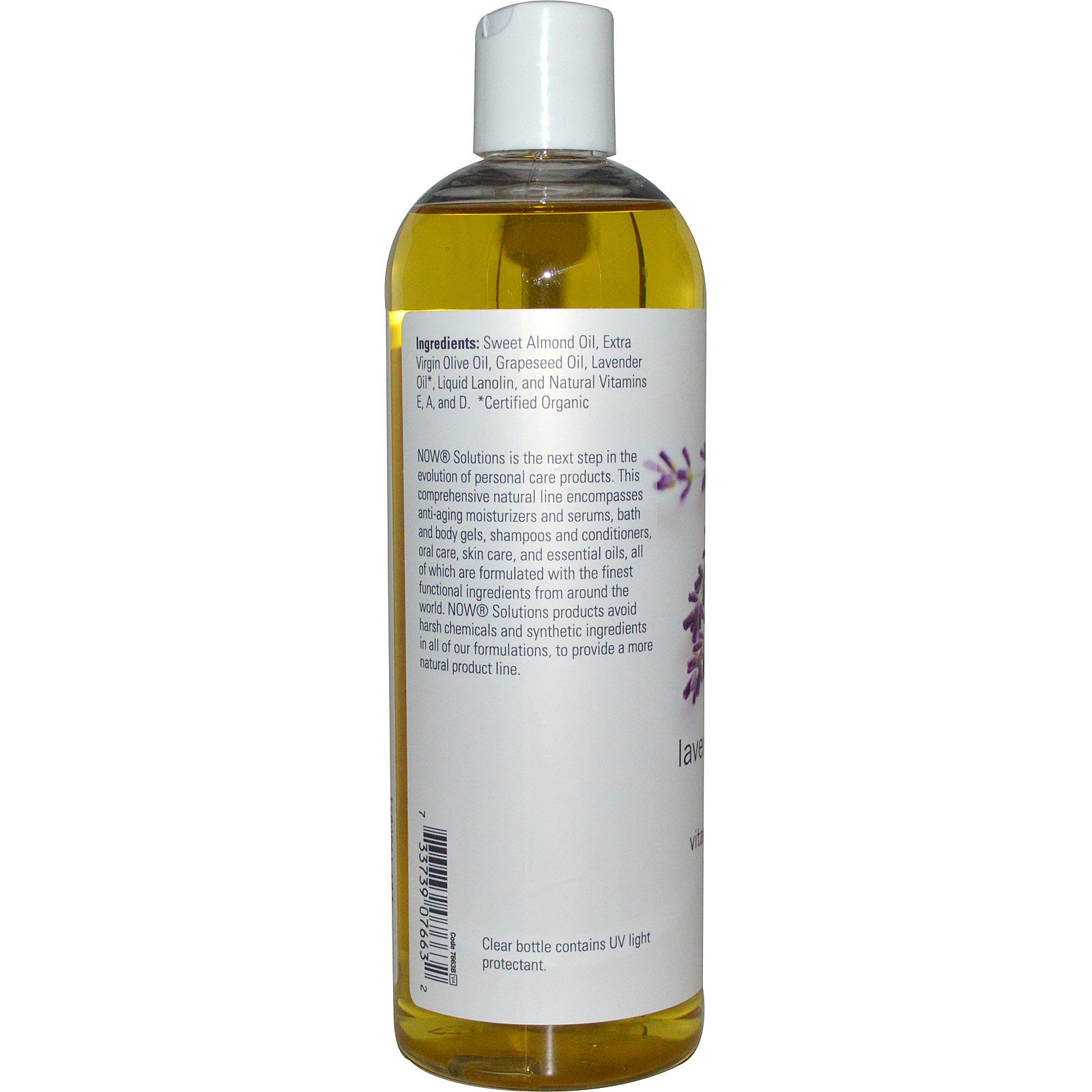 Comprar Now Foods, Soluções, Óleo de Massagem de Amêndoa com Lavanda, 473 ml (16 fl oz) - Imagem 2