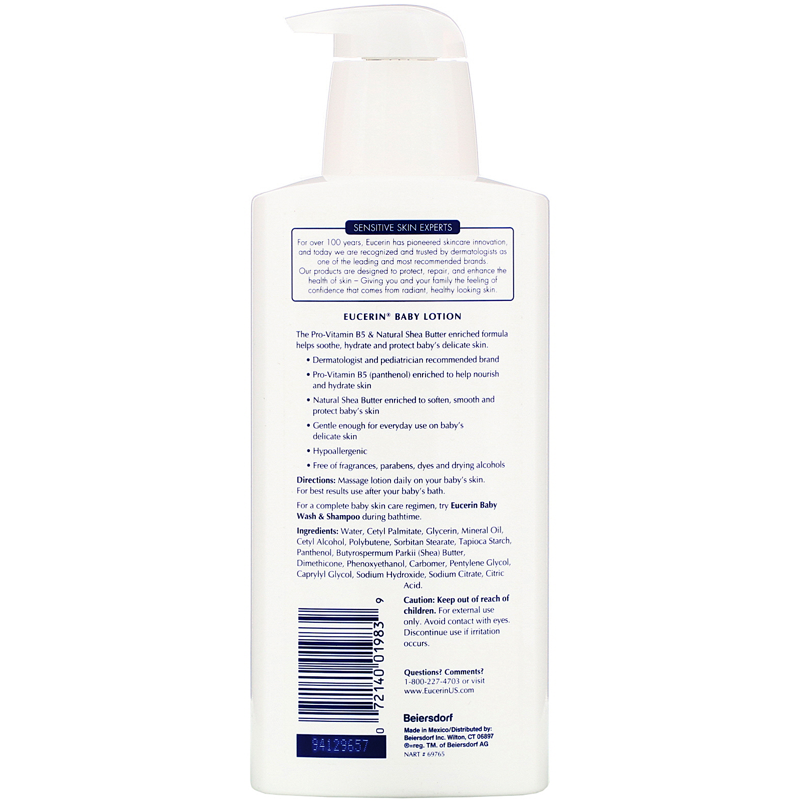 Comprar Eucerin, Baby, Loção, Sem Fragrância, 400 ml (13,5 fl oz) - Imagem 2