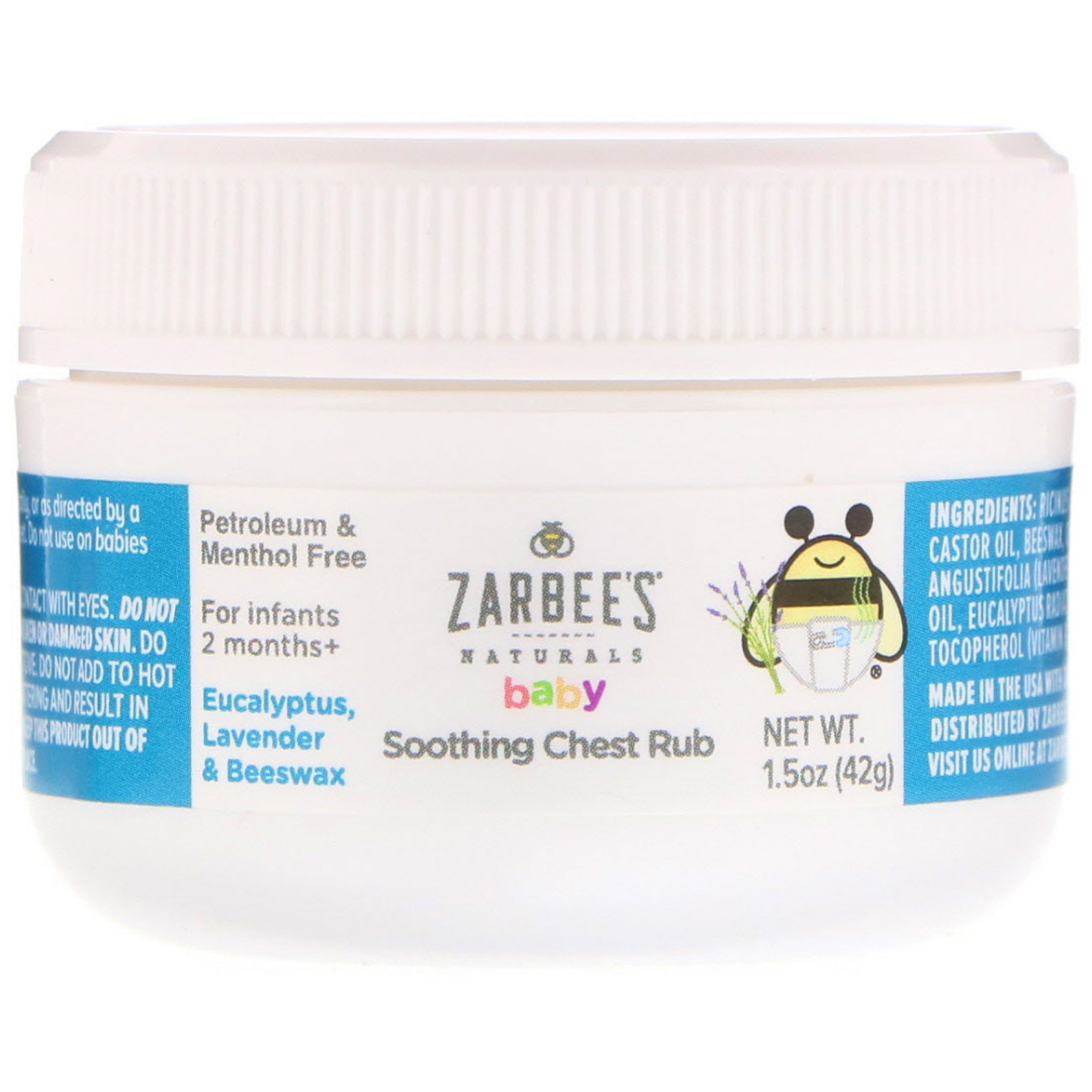 Comprar Zarbee's, Bebê, Pomada Suavizante para Passar no Peito com Eucalipto, Lavanda e Cera de Abelha, 42 g (1,5 oz) - Imagem 3