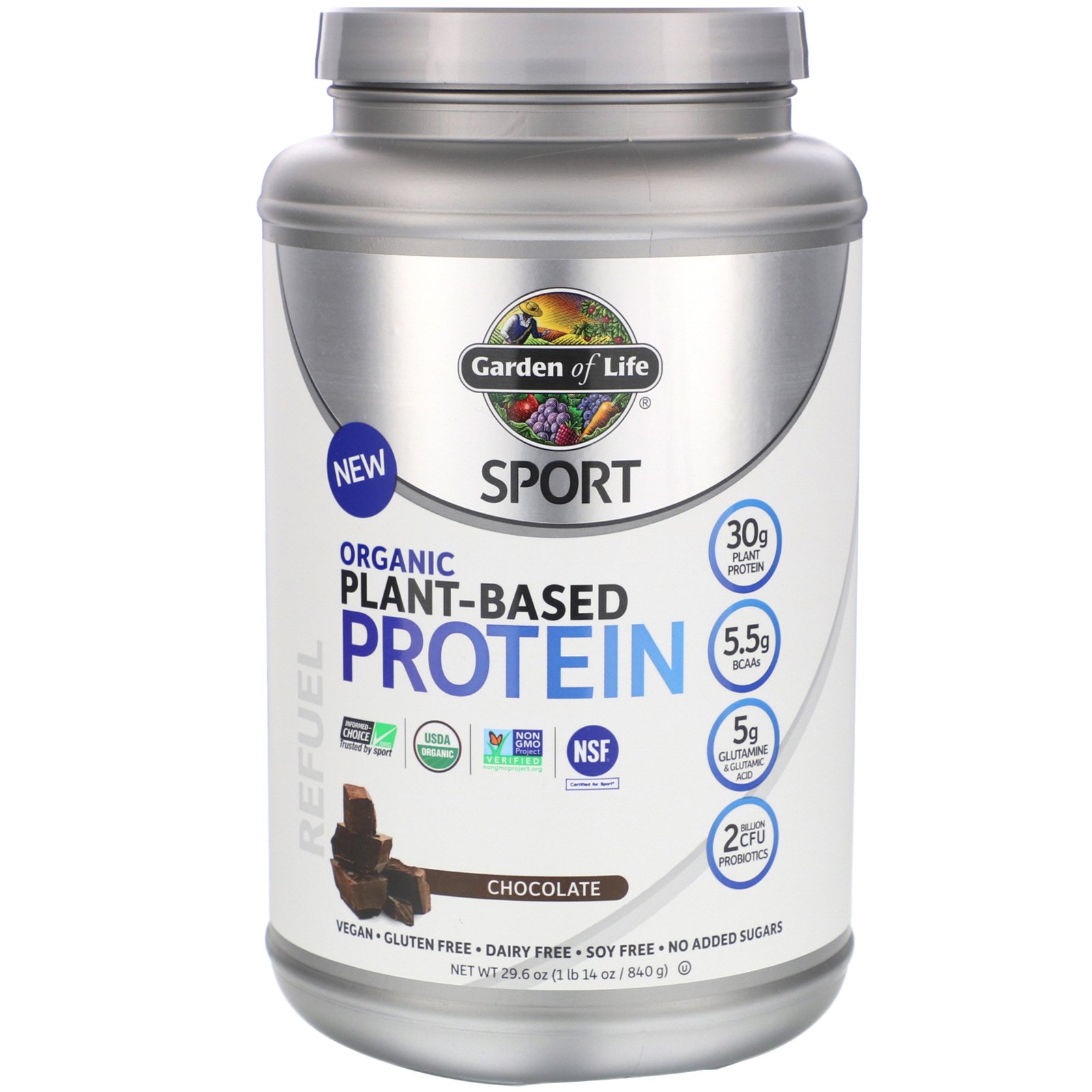 Comprar Garden of Life, Sport, Proteína Orgânica à Base de Plantas, Reabastecimento, Chocolate, 840 g (29,6 oz)