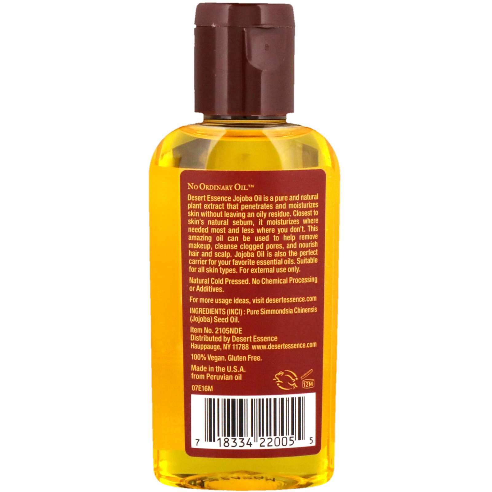 Comprar Desert Essence, Óleo de Jojoba 100% Puro, Para Cabelos, Pele e Couro Cabeludo, 60 ml (2 fl oz) - Imagem 2