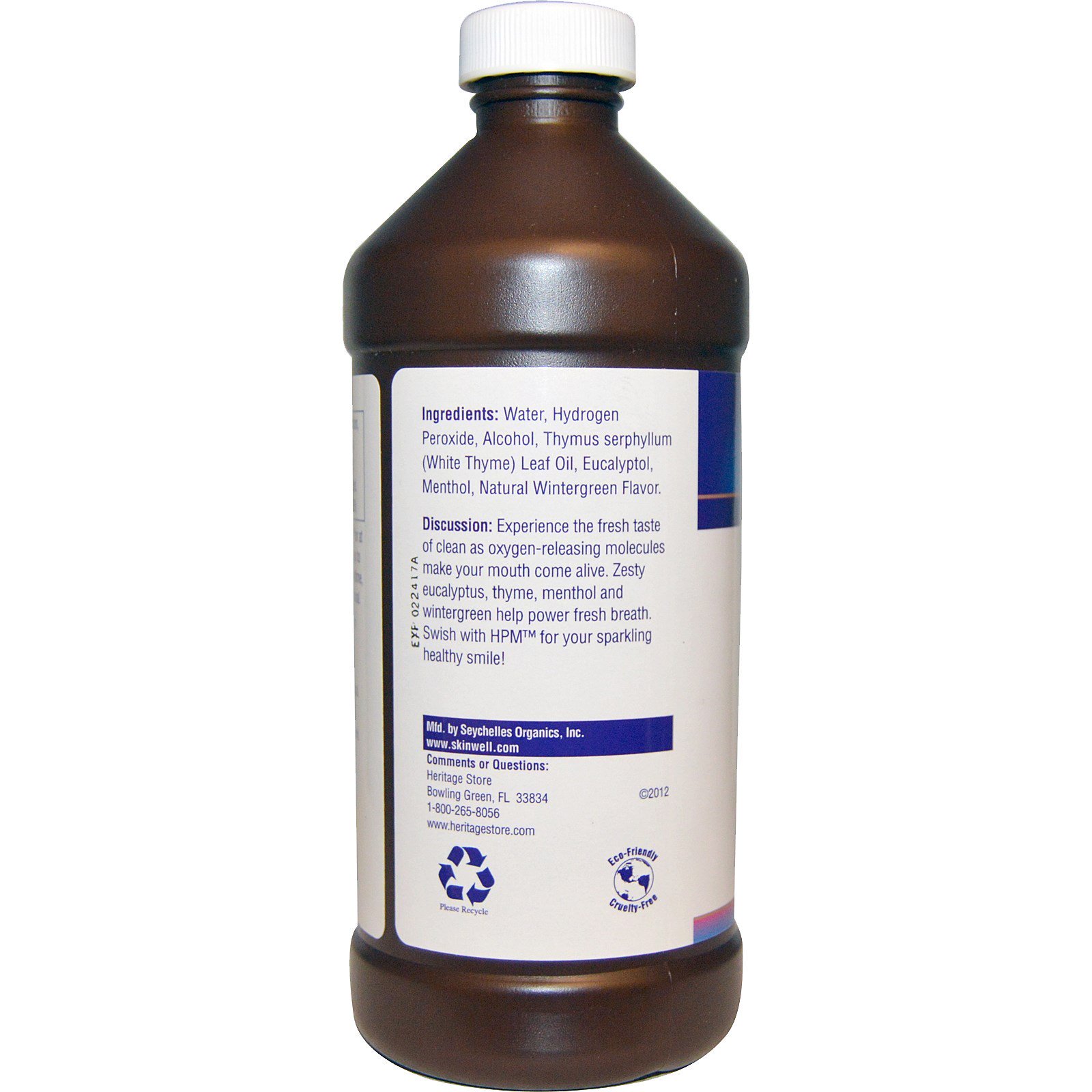 Comprar Heritage Store, HPM, Enxaguante Bucal Peróxido de Hidrogênio, Original, 16 fl oz (480 ml) - Imagem 2