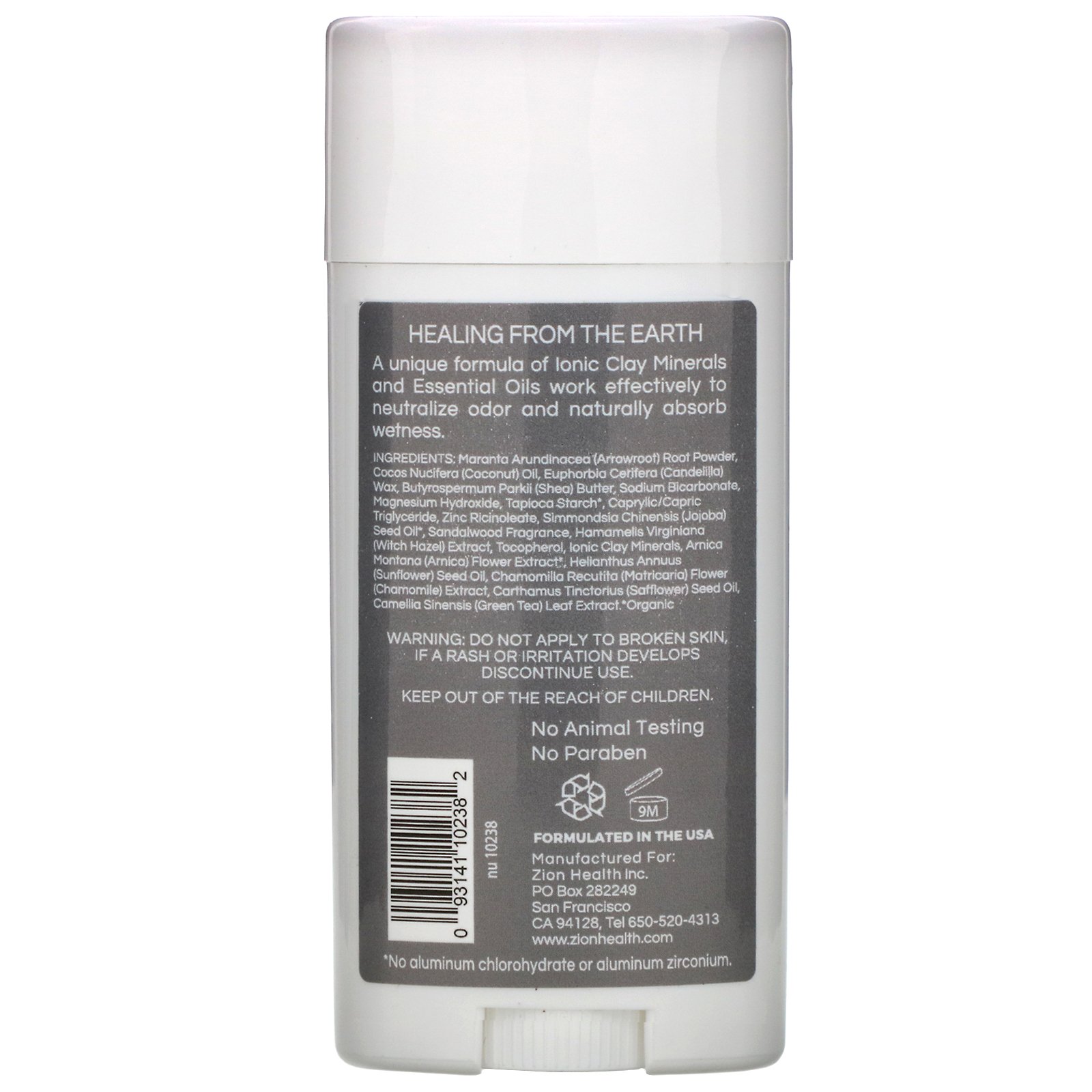 Comprar Zion Health, ClayDry Men's Deodorant, Sandalwood, 2.8 oz (80 g) - Imagem 2