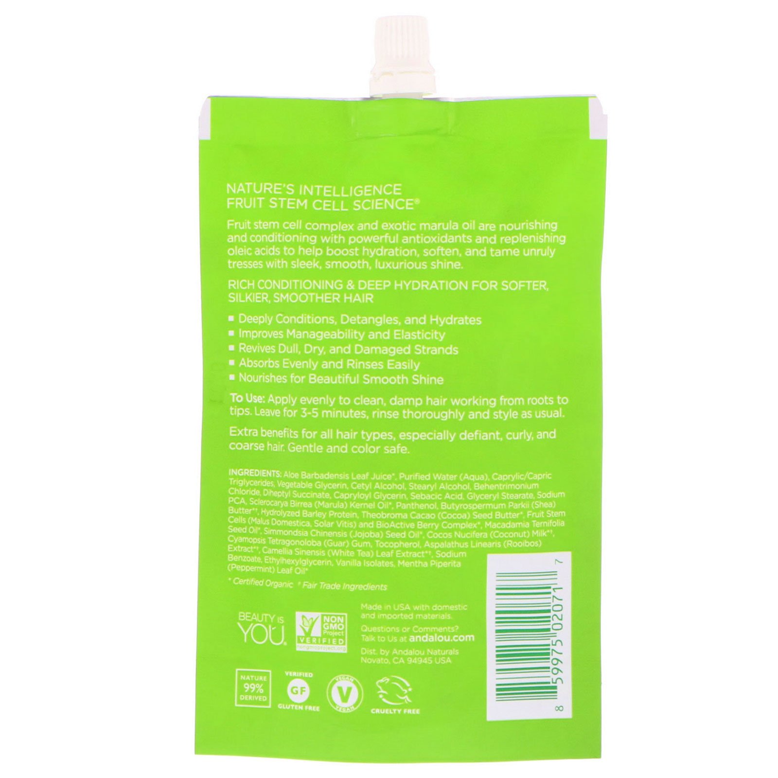 Comprar Andalou Naturals, Exotic Marula Oil Silky Smooth Deep Conditioning Hair Mask, 1.5 fl oz (44 ml) - Imagem 2
