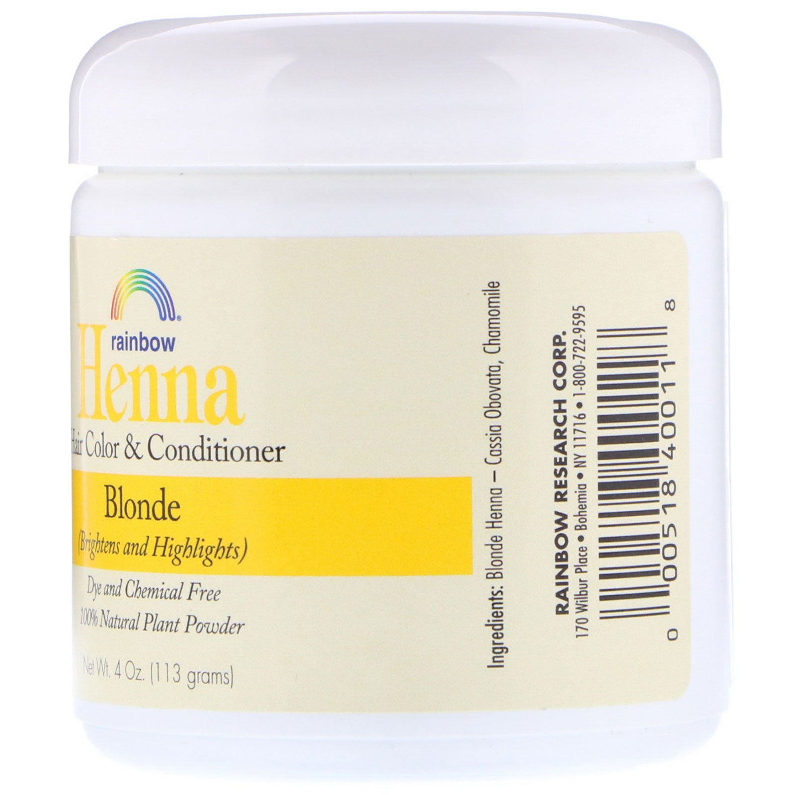 Comprar Rainbow Research, Henna, Tintura de cabelo e condicionador, loiro, 4 oz (113 g) - Imagem 2