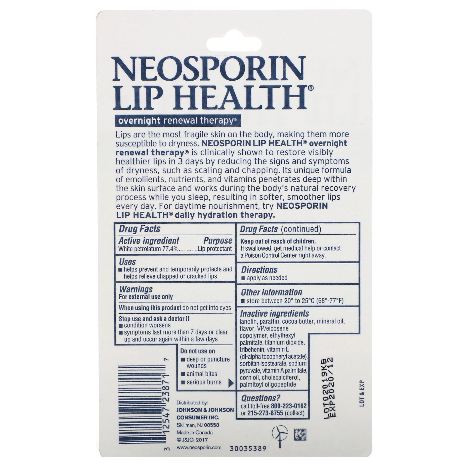 Comprar Neosporin, Terapia de Renovação Noturna, Protetor Labial de Vaselina Branca, 0,27 oz (7,7 g) - Imagem 3
