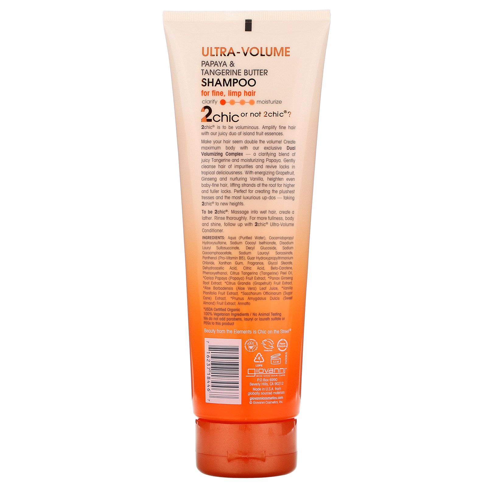 Comprar Giovanni, 2chic, Shampoo Ultravolumizante, para Cabelos Finos e Frágeis, Manteiga de Tangerina e Mamão-Papaia, 250 ml (8,5 fl oz) - Imagem 2