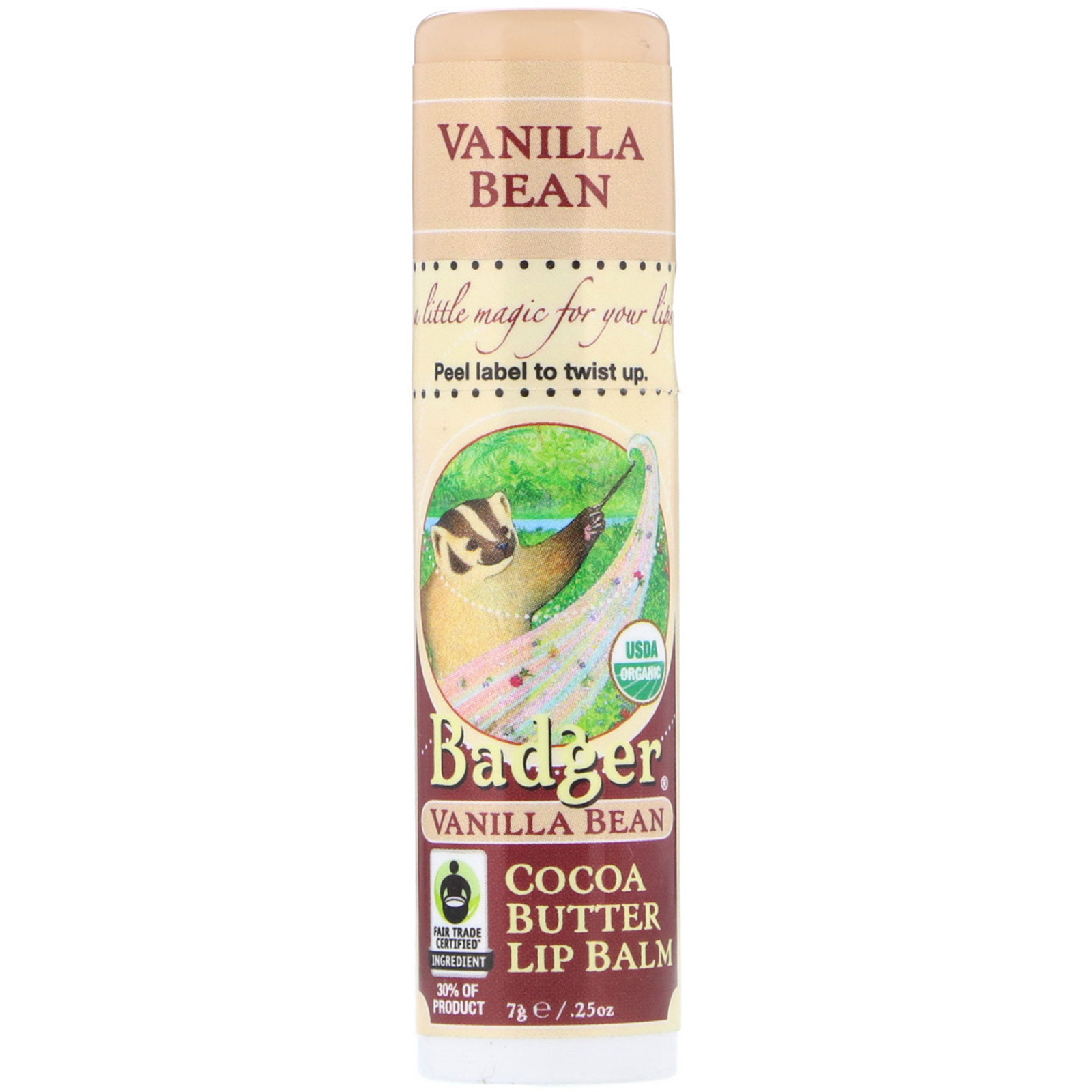 Comprar Badger Company, Organic, Cocoa Butter Lip Balm, Vanilla Bean, .25 oz (7 g)