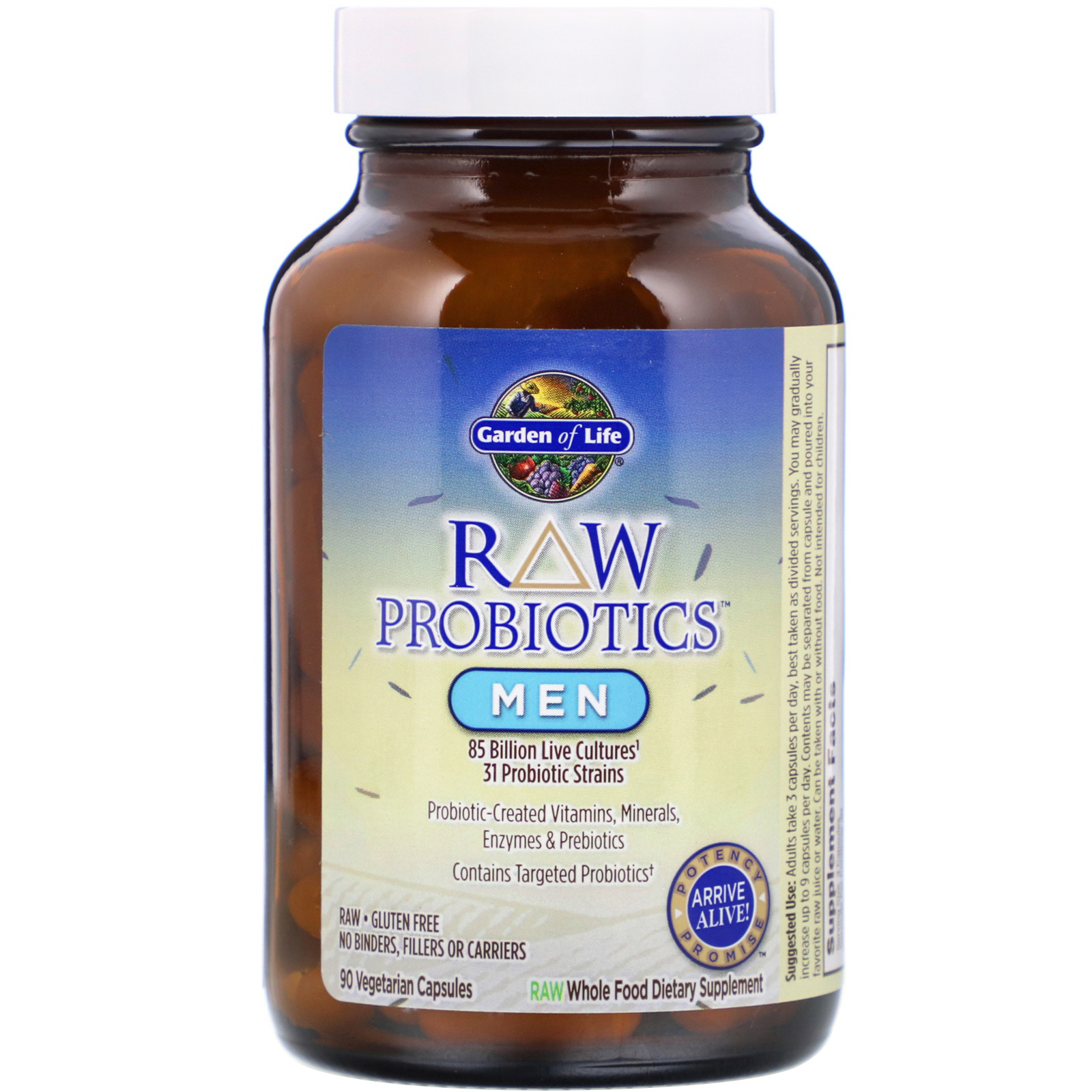 Comprar Garden of Life, RAW Probiotics, Men, 85 Bilhões de Culturas Vivas, 90 Cápsulas Vegetais - Imagem 3