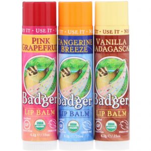Comprar Badger Company, Kit De Protetor Labial, Caixa Vermelha, Pacote com 3, 4,2g cada