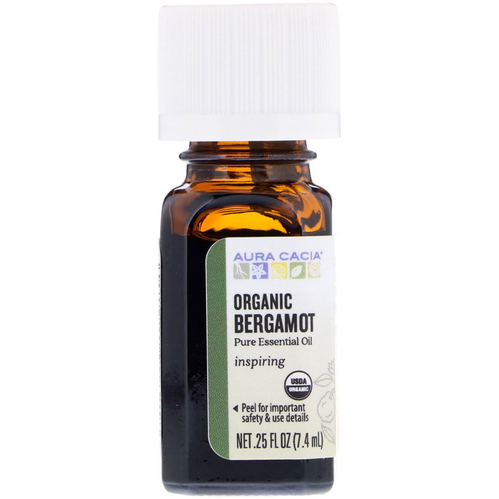 Comprar Aura Cacia, Óleo Essencial Puro, Bergamota Orgânica, 7,4 ml (0,25 fl oz)