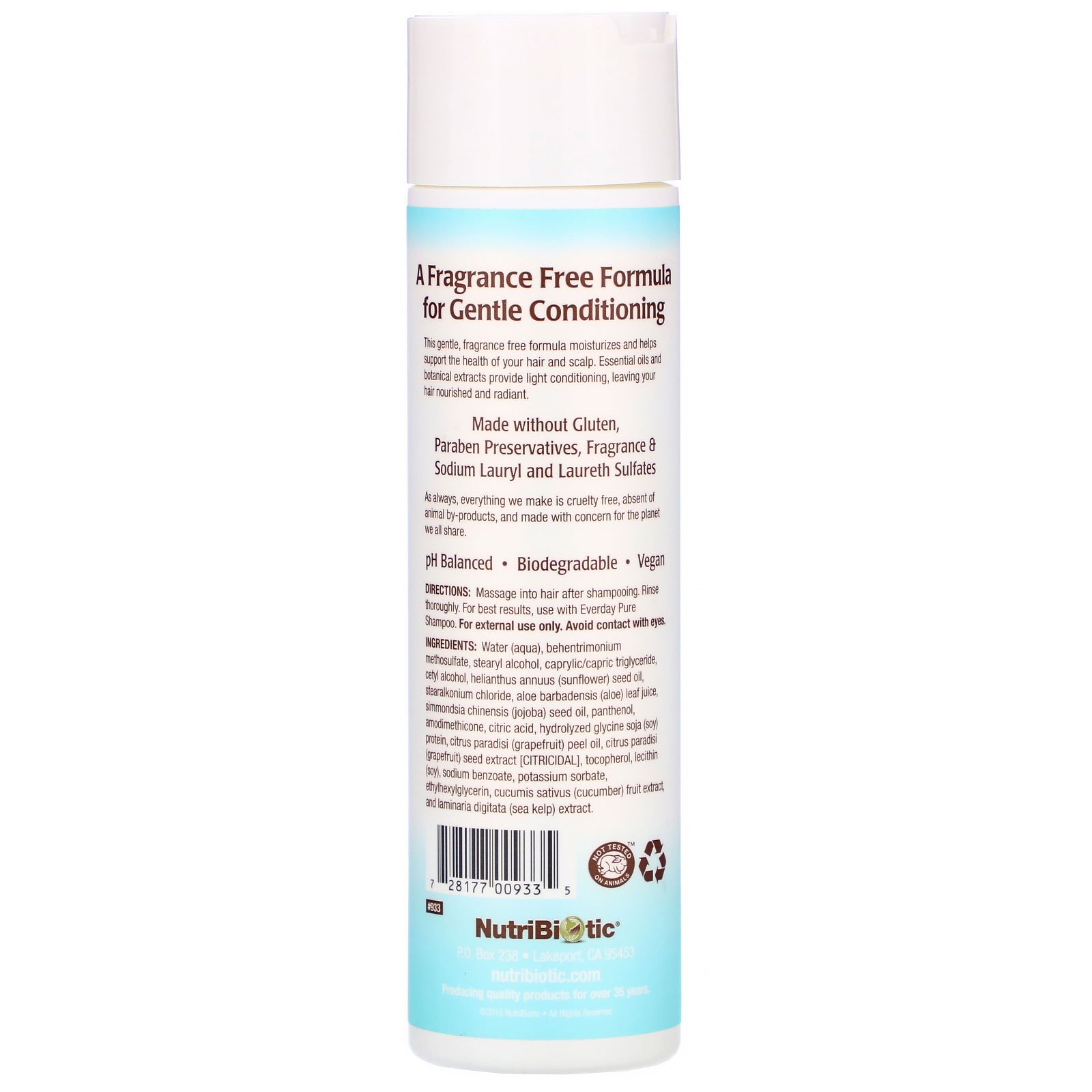 Comprar NutriBiotic, Everyday Pure Conditioner, Fragrance Free, 10 fl oz (296 ml) - Imagem 2