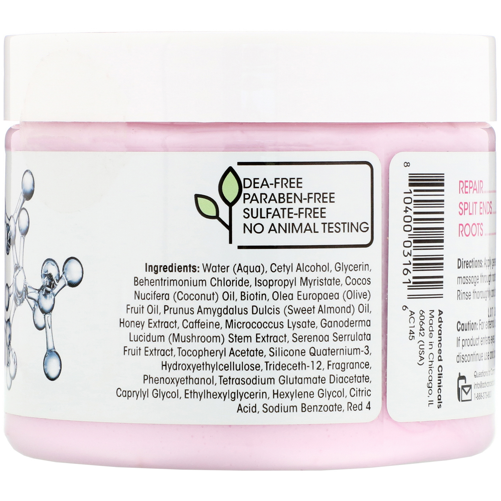 Comprar Advanced Clinicals, Biotin, Anti-Breakage Hair Repair, 12 fl oz (355 ml) - Imagem 2