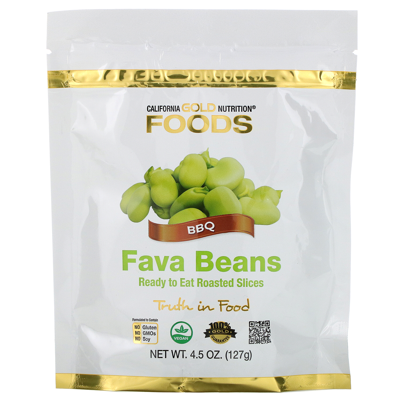 Comprar California Gold Nutrition, Alimentos, Feijão Fava, Fatias Assadas Prontas para Comer, Churrasco, 4,5 oz (127 g)