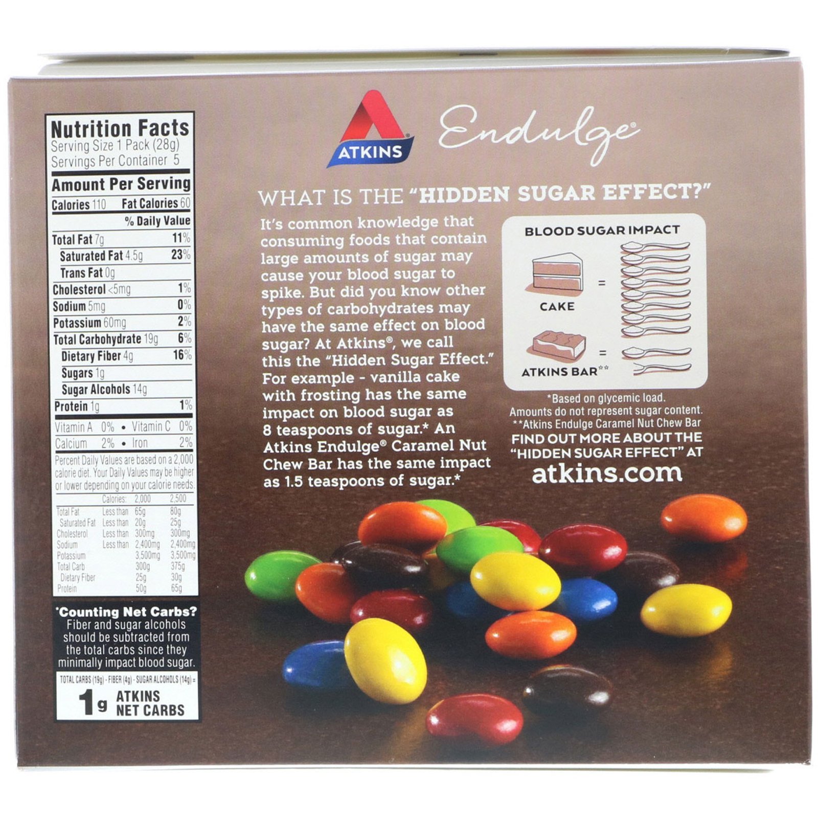 Comprar Atkins, Endulge, Bombons de Chocolate, 5 Pacotes, 1 oz (28 g) Cada - Imagem 2
