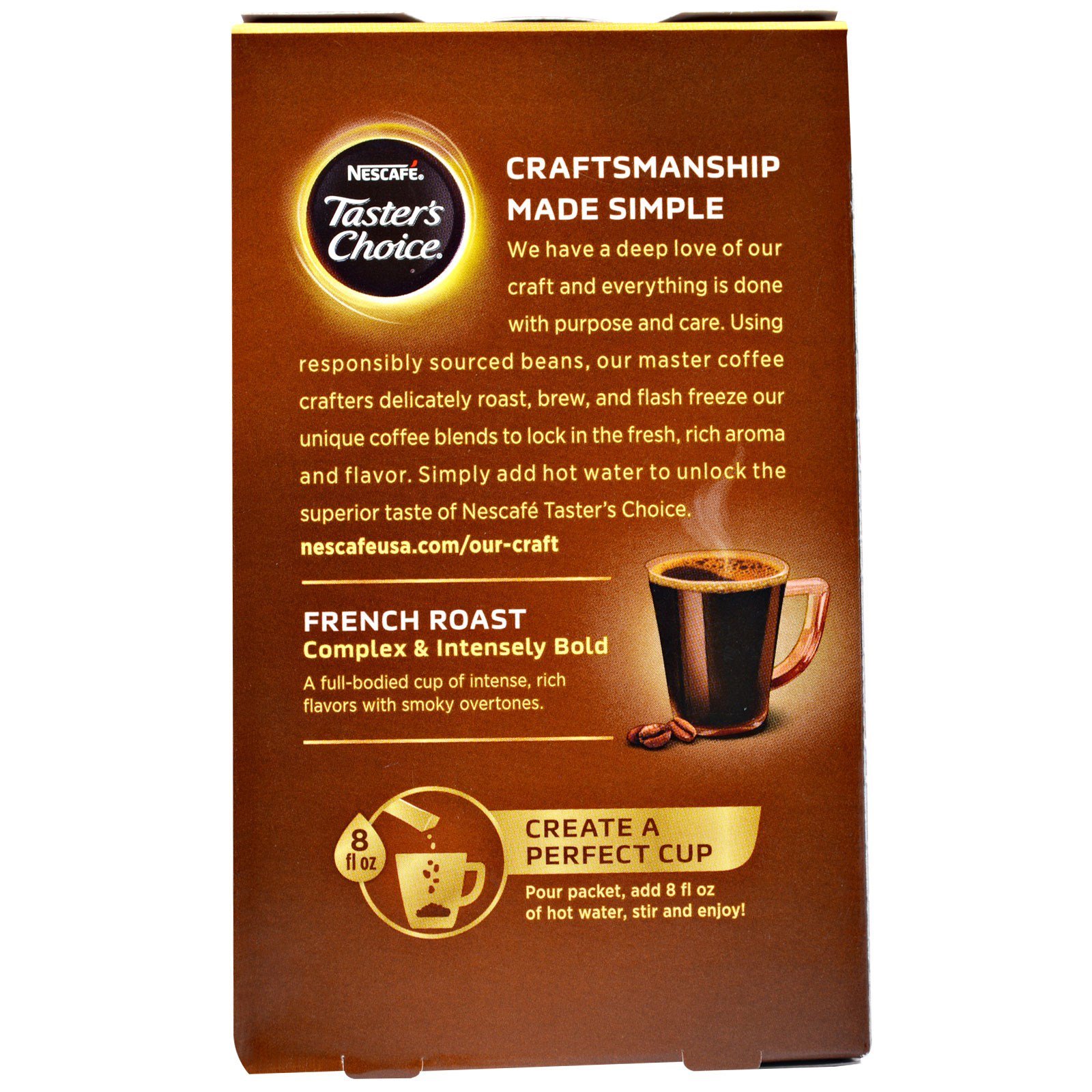 Comprar Nescafé, Taster's Choice, Café Instantâneo, Tostado Francês, 5 pacotes de porção única, 0,1 oz (3 g) cada - Imagem 2